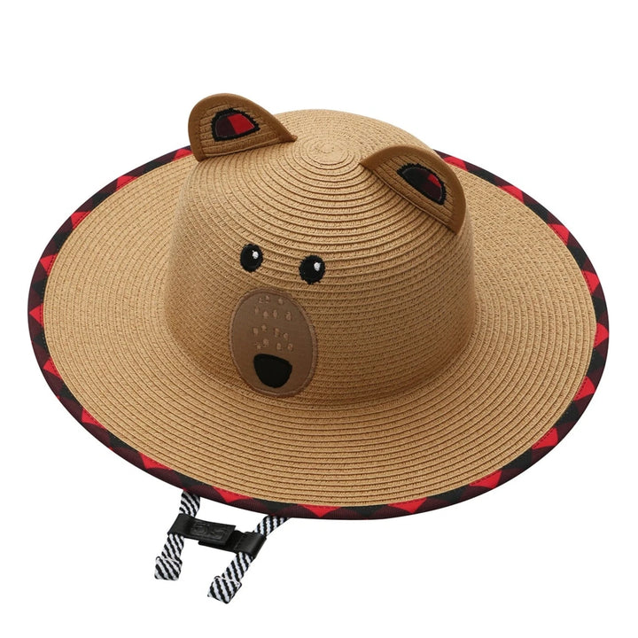 FlapJackKids Kids UPF50+ Straw Sun Hat - Bear