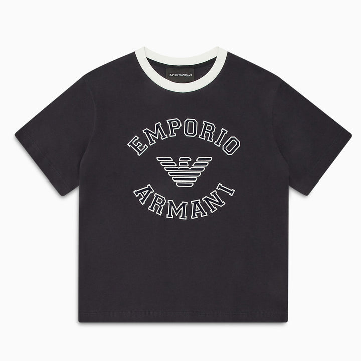 Emporio Armani Junior Comfort-Fit Jersey T-shirt w/ Oversized Logo - 6Yto12Y