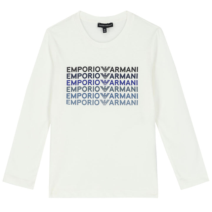 Emporio Armani Junior Ivory Logo Long Sleeve Top