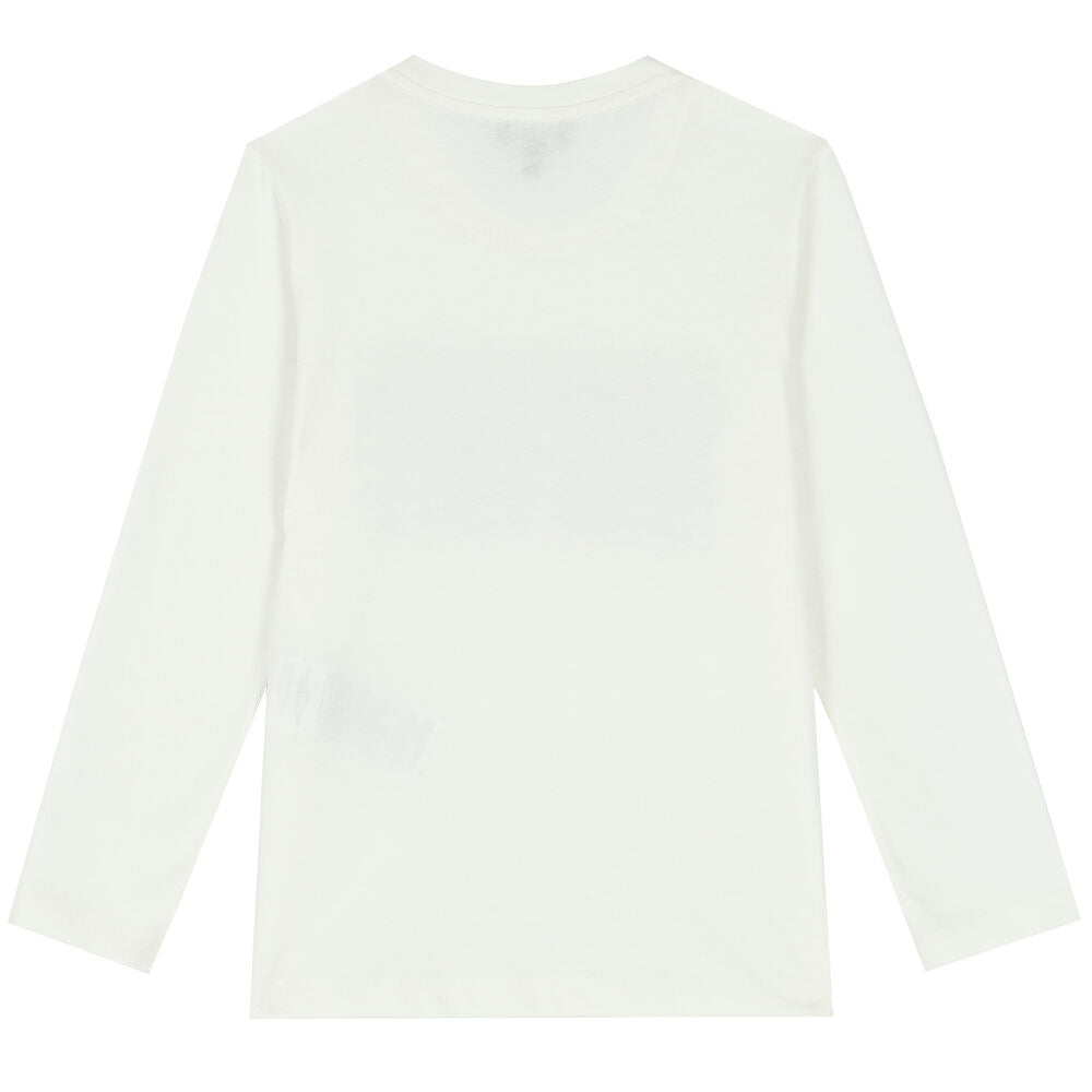 Emporio Armani Junior Ivory Logo Long Sleeve Top