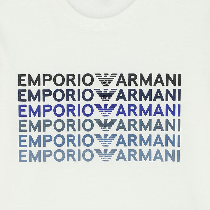 Emporio Armani Junior Ivory Logo Long Sleeve Top