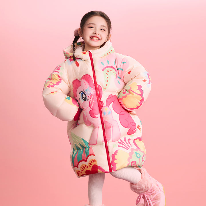 >Nian 年衣 小马宝莉新年花朵羽绒服 - 杏仁黄