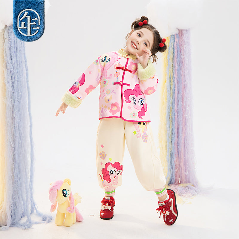 >Nian 年衣 小马宝莉撞色满印唐装 - 石蕊粉