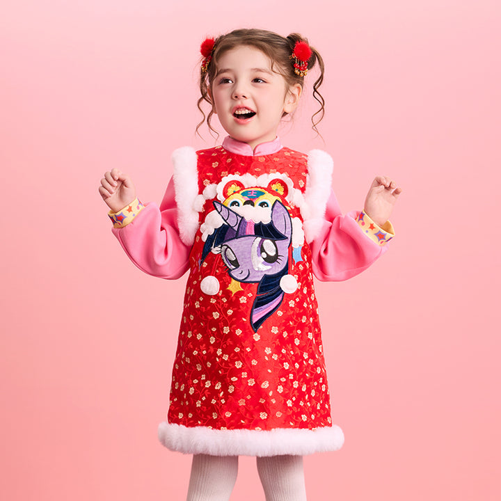 >Nian 年衣 小马宝莉新年刺绣旗袍 - 年衣红