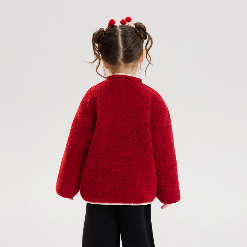 >Nian 年衣 喜乐戏马加绒外套 - 年衣红