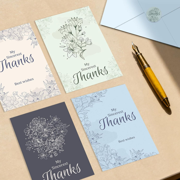 48 Pcs Thank You Cards with Envelopes + Seal Stickers