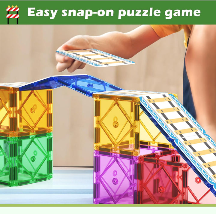 Magnetic Tiles Railroad Playset [56 Pieces]