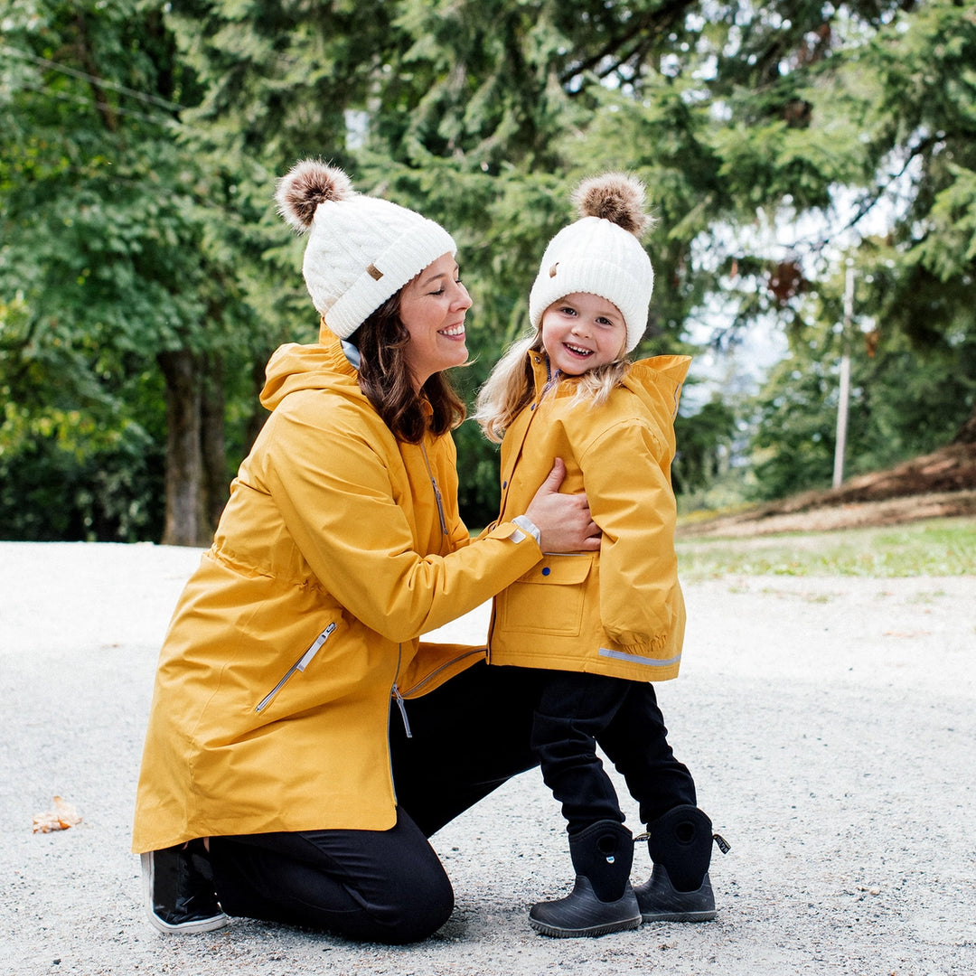 >Jan & Jul Kids & Adult Cable Knit Twinning Beanies Hat - Cream