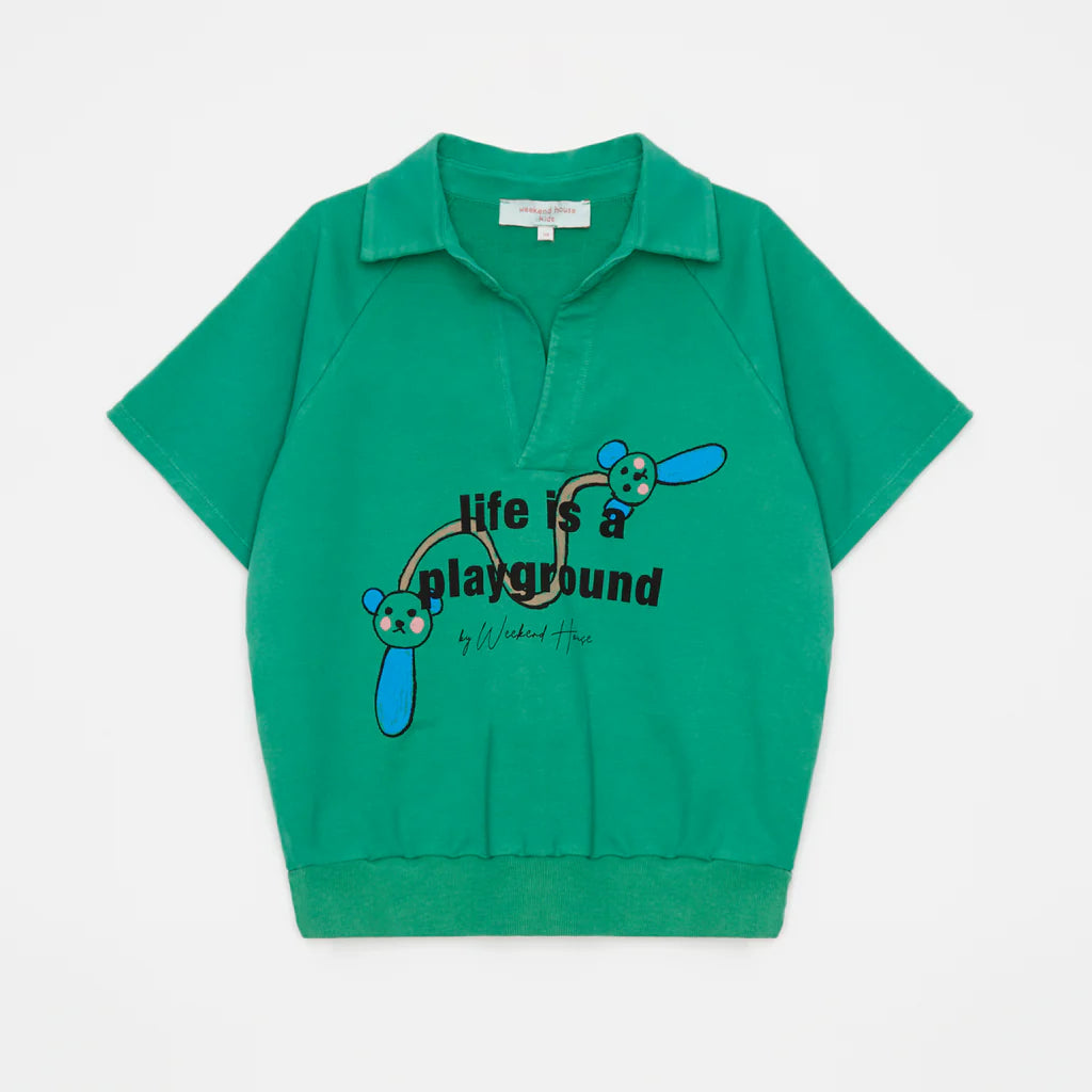 Weekend House Kids Polo Short Sleeve Sweatshirt in Green