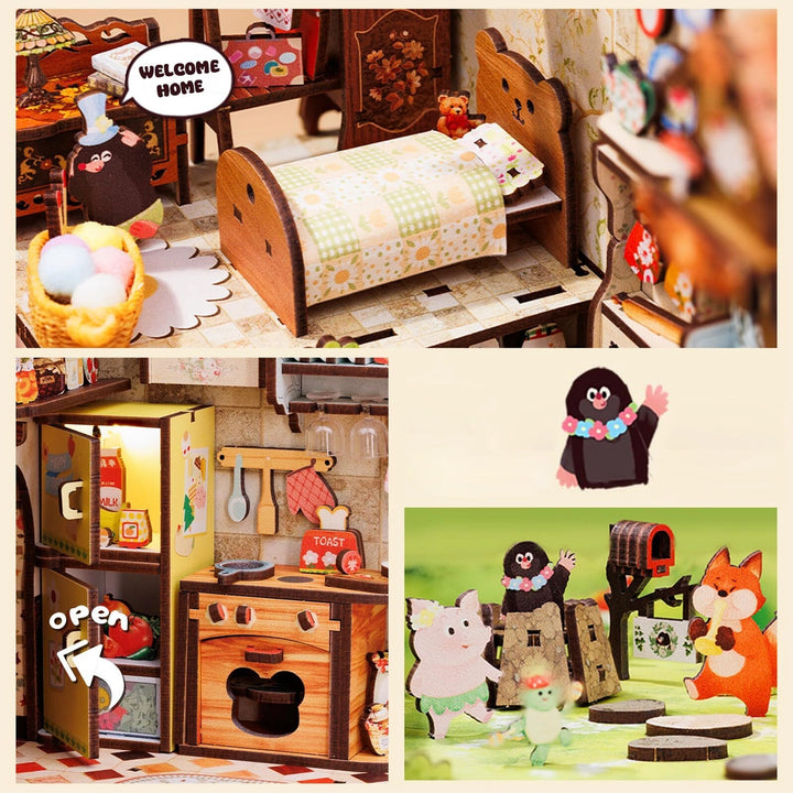 >Hands Craft DIY Book Nook Kit: Mole's Apartment with Dust Cover