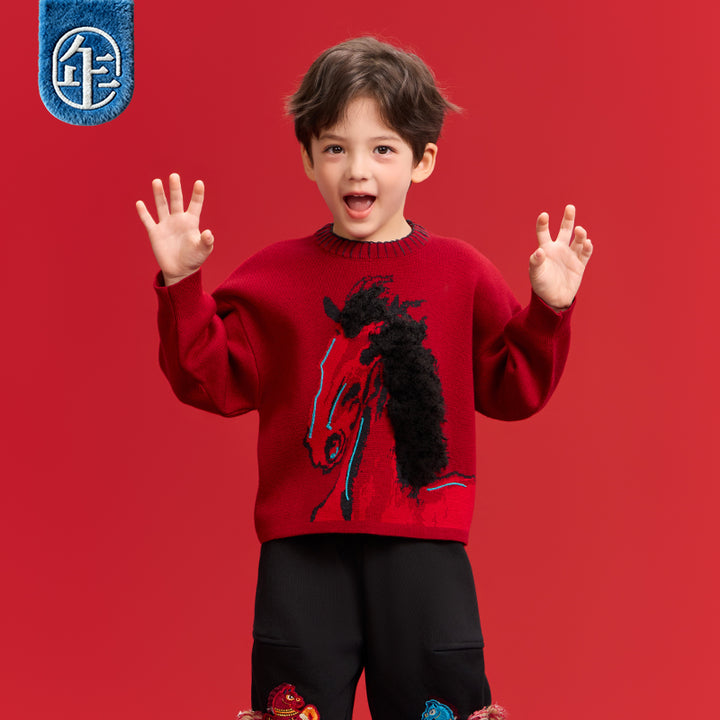 >Nian 年衣 鸿运当头毛衣 - 年衣红