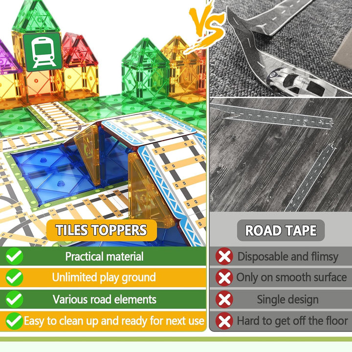 Magnetic Tiles Railroad Playset [56 Pieces]