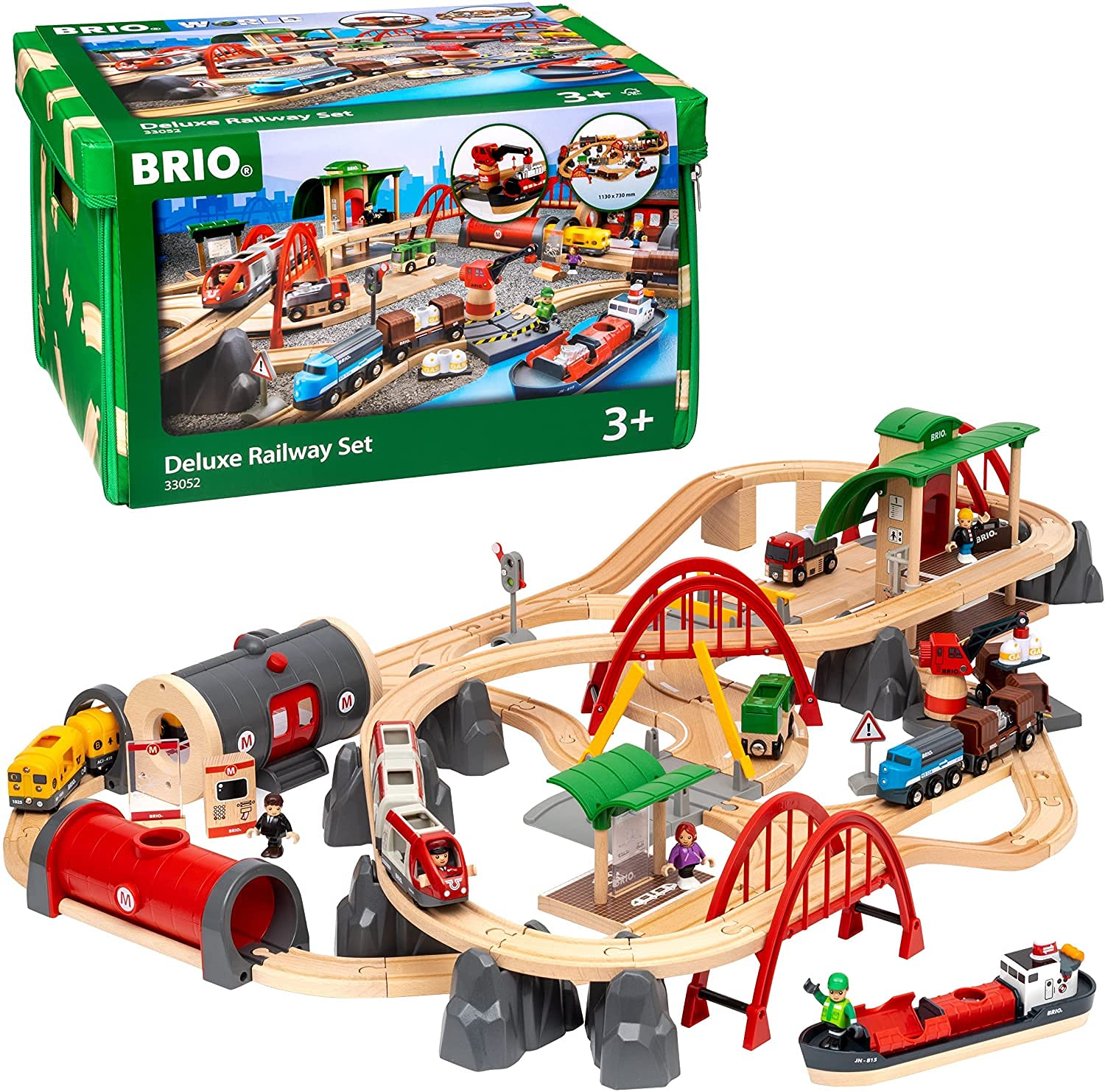 BRIO 木製トレインセット　BR-33052 BRIO World 33052 Deluxe Railway Set Comprehensive Wooden Train Toy