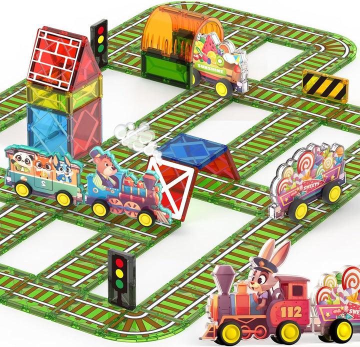 Animal Train Theme Kids Magnetic Tiles