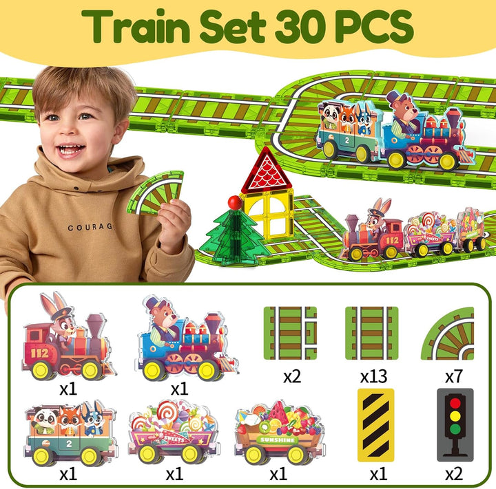 Animal Train Theme Kids Magnetic Tiles