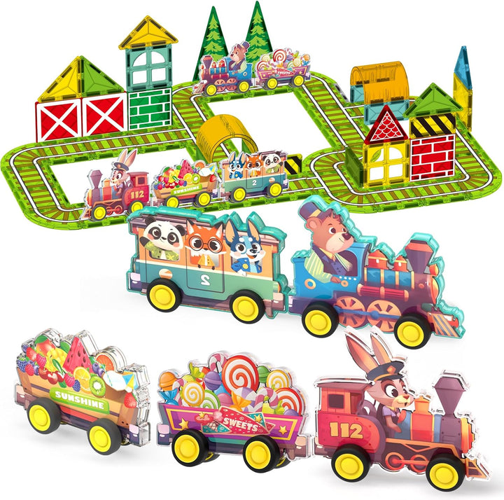 Animal Train Theme Kids Magnetic Tiles