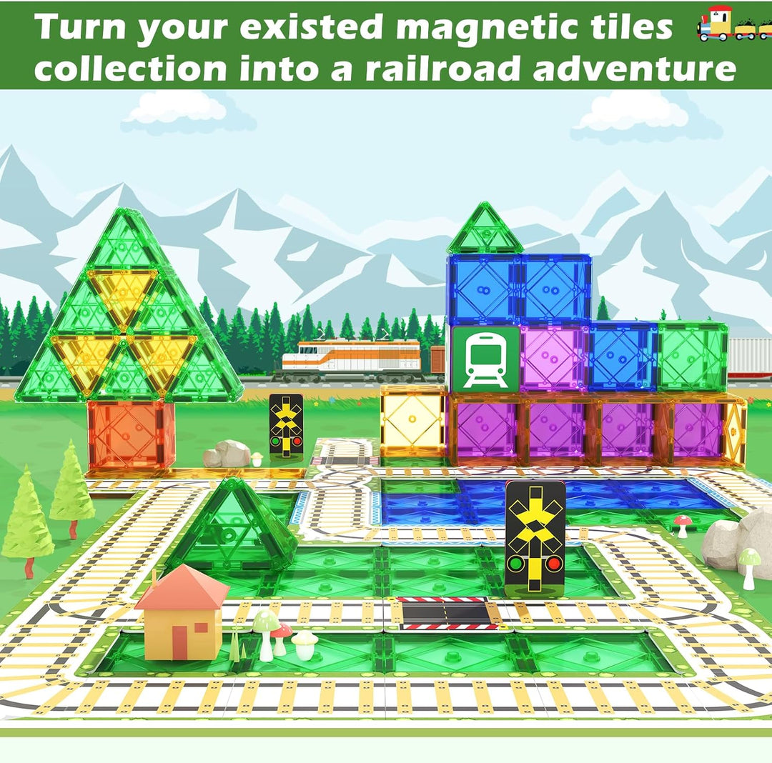 Magnetic Tiles Railroad Playset [56 Pieces]