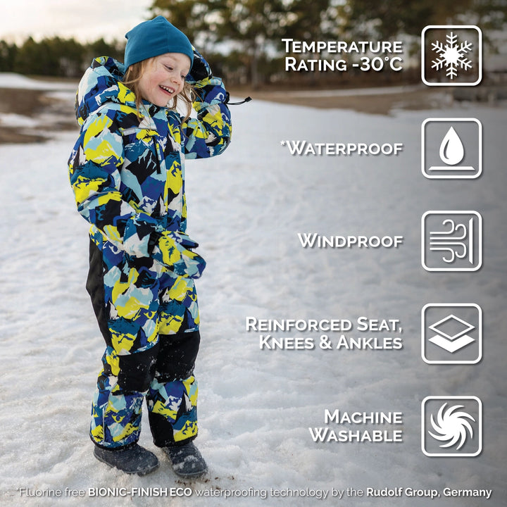 >Jan & Jul Kids Waterproof Snowsuit - Neon Peaks