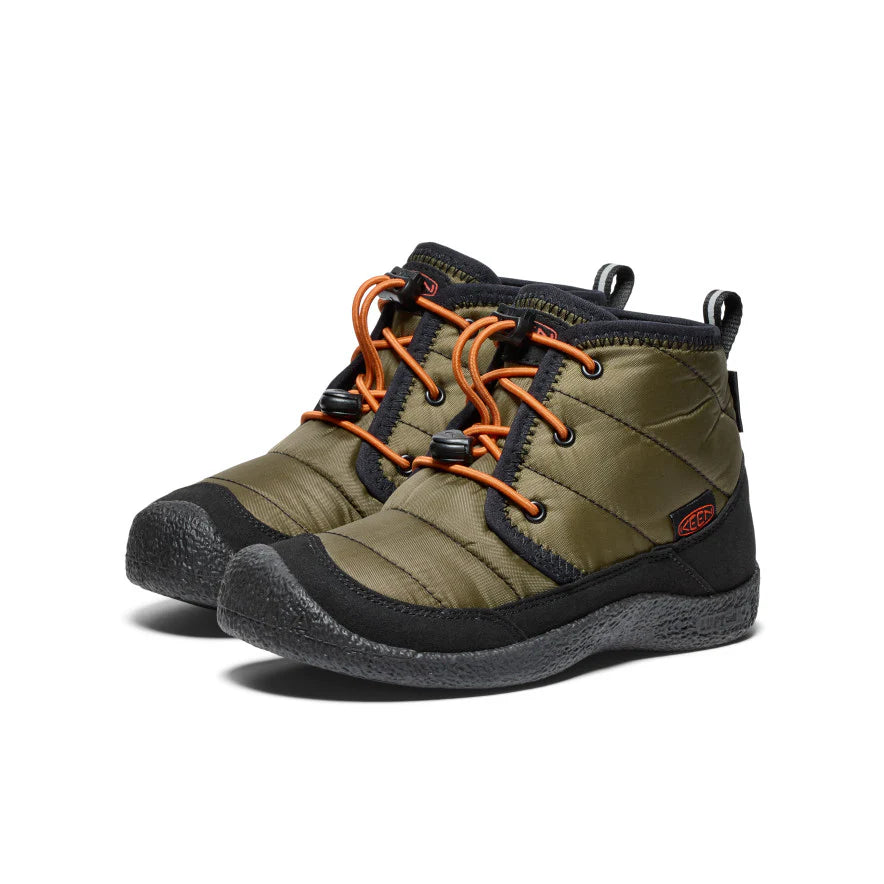 >KEEN Kids Howser II Waterproof Chukka - Dark Olive/Gold Flame