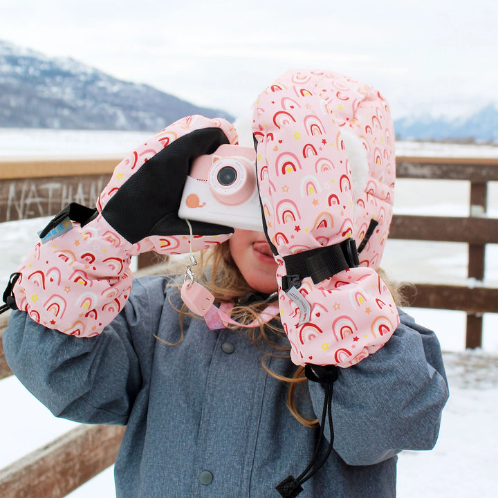 >Jan & Jul Kids Toasty-Dry Waterproof Snow Mitten - Pink Rainbow