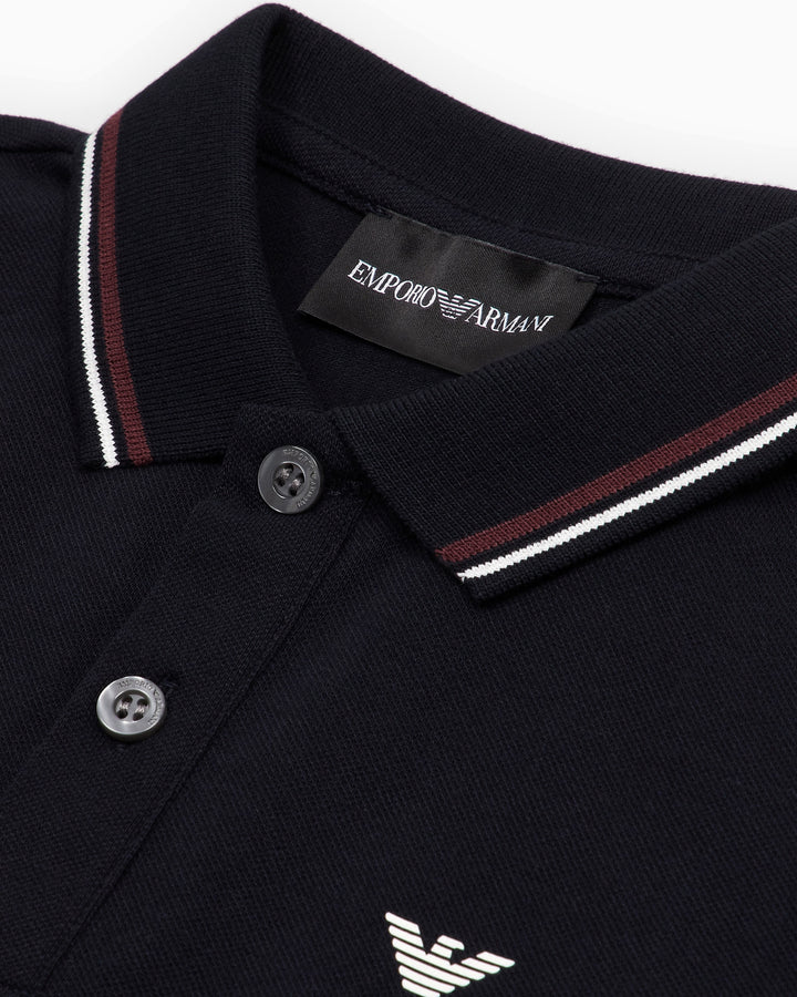 Emporio Armani Kids Boy's Stretch-Pique Short-Sleeved Polo Shirt w/ Trimmed Collar