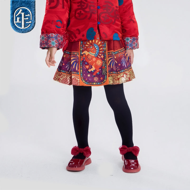 >Nian 年衣 盛世跃马短裙 - 年衣红