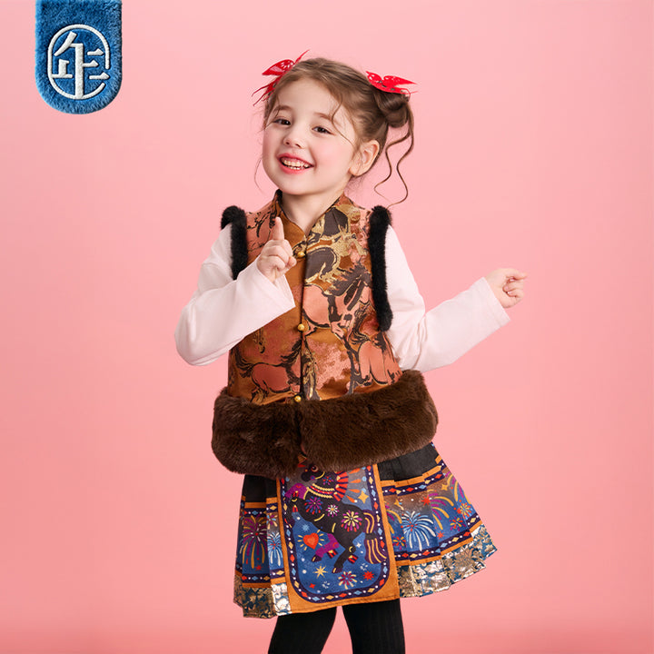 >Nian 年衣 大展鸿图中式马甲 - 岩石棕