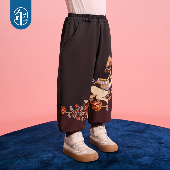 >Nian 年衣 跃马新程加绒长裤 - 墨黑