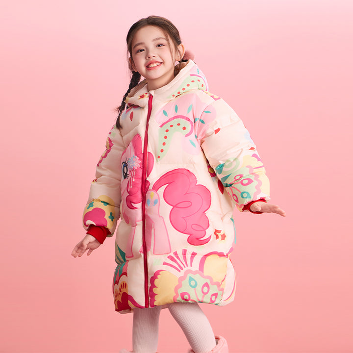 >Nian 年衣 小马宝莉新年花朵羽绒服 - 杏仁黄
