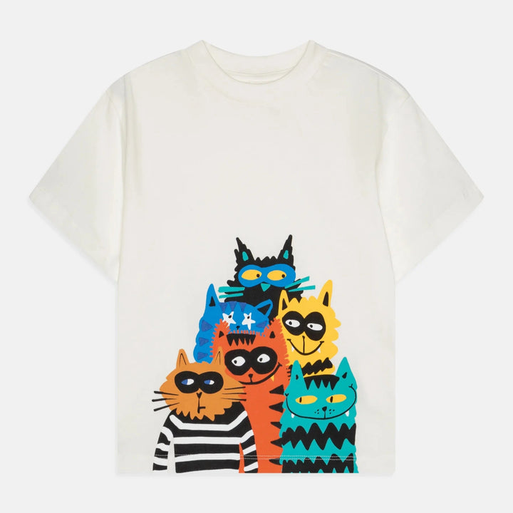 STELLA MCCARTNEY Kids T-Shirt with Cat Crew Print 5Y