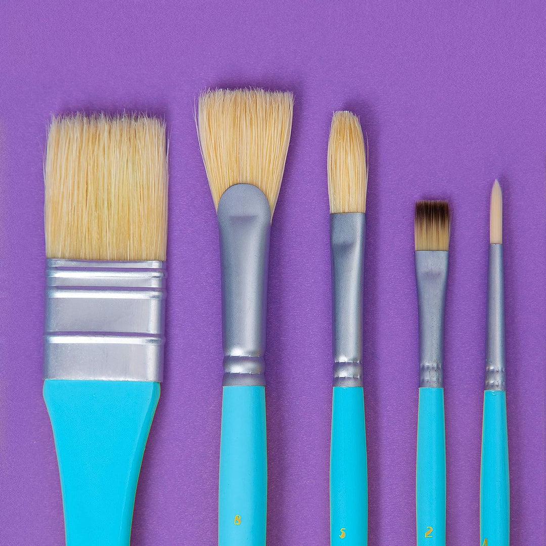 10 Pcs Artist Paint Brushes Set (Acrylic Oil Watercolor Painting) - Blue