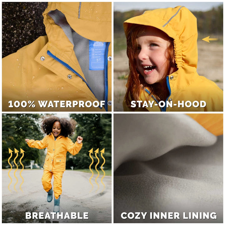 >Jan & Jul Kids Cozy-Dry Waterproof Jacket - Dusty Blue