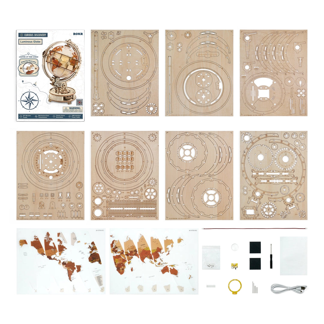 >Hands Craft DIY Wooden Puzzle: Luminous Globe