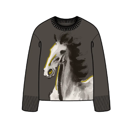 >Nian 年衣 鸿运当头毛衣 - 夜灰