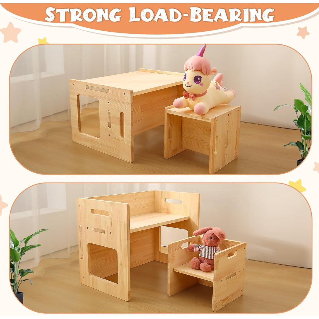 Kids Toddler Wood Table and 2x Chair Set