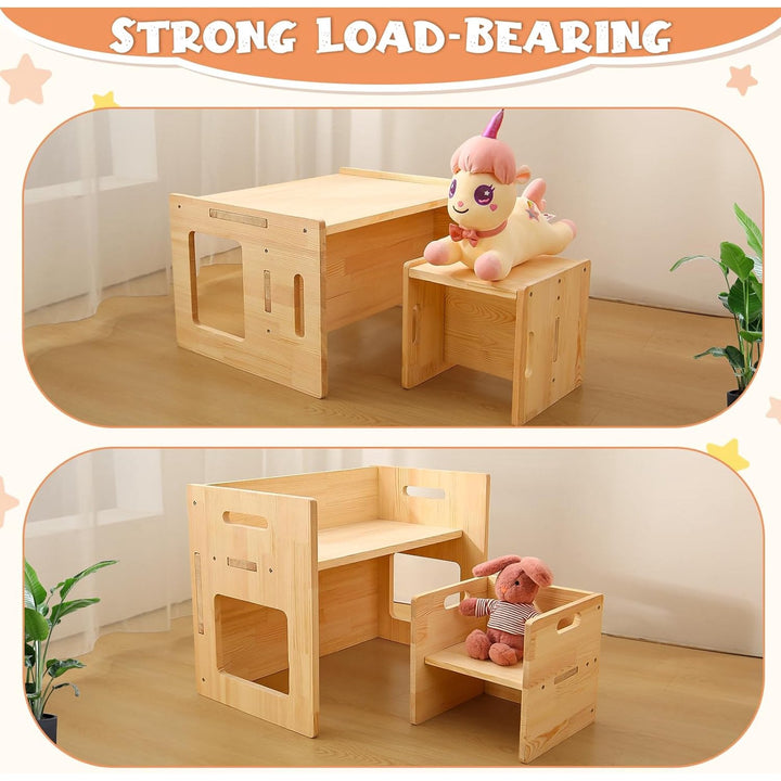 Kids Toddler Wood Table and 2x Chair Set