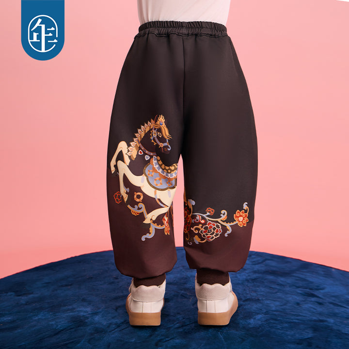 >Nian 年衣 跃马新程加绒长裤 - 墨黑