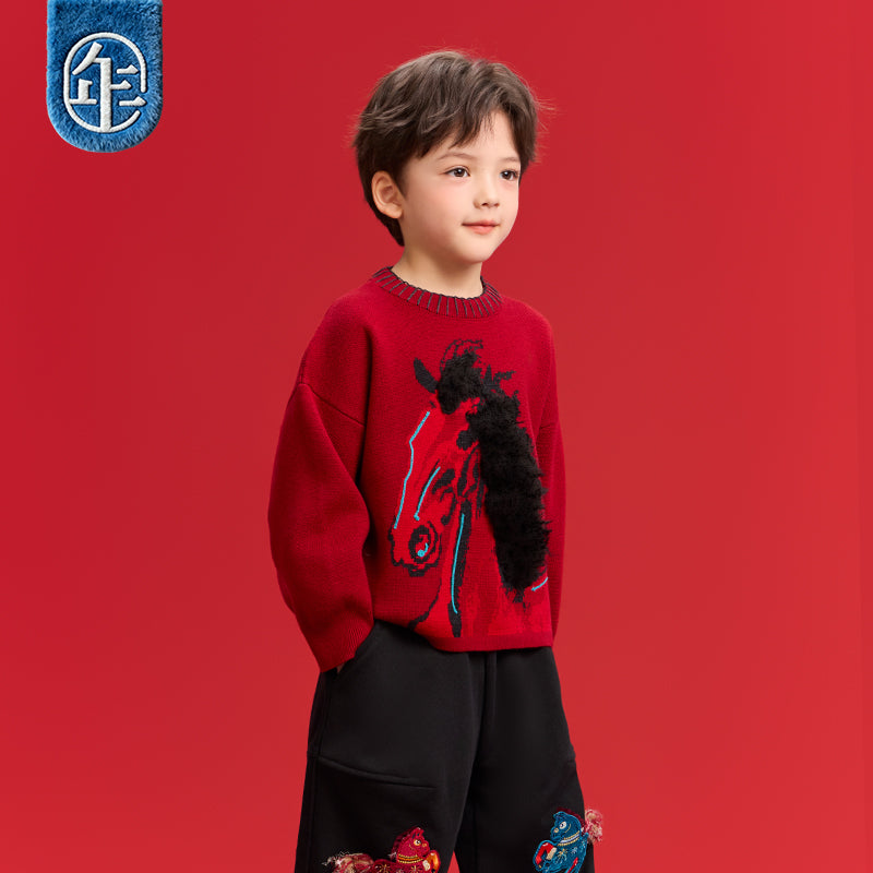 >Nian 年衣 鸿运当头毛衣 - 年衣红