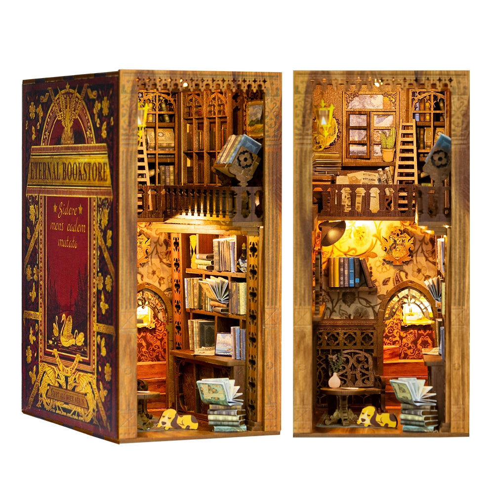 >Hands Craft DIY Book Nook Kit: Eternal Bookstore with Dust Cover