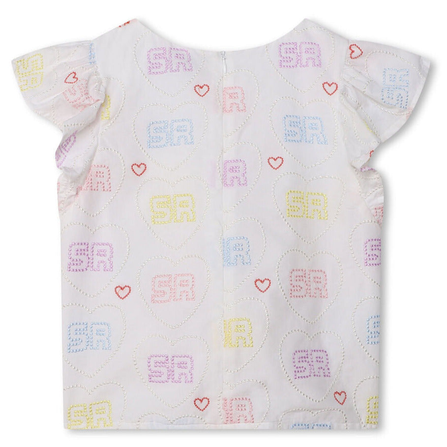 Sonia Rykiel Paris Kids Girl BLOUSE WITH EMBROIDERED HEARTS