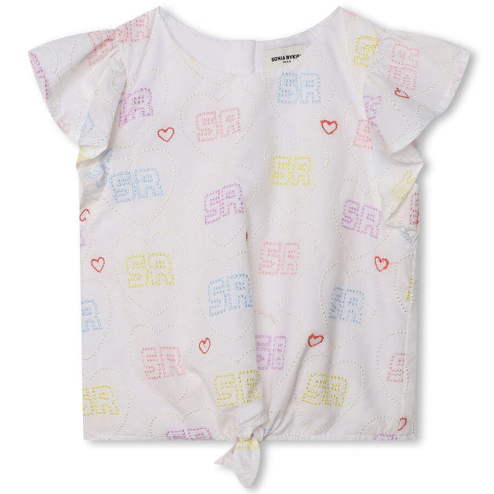 Sonia Rykiel Paris Kids Girl BLOUSE WITH EMBROIDERED HEARTS