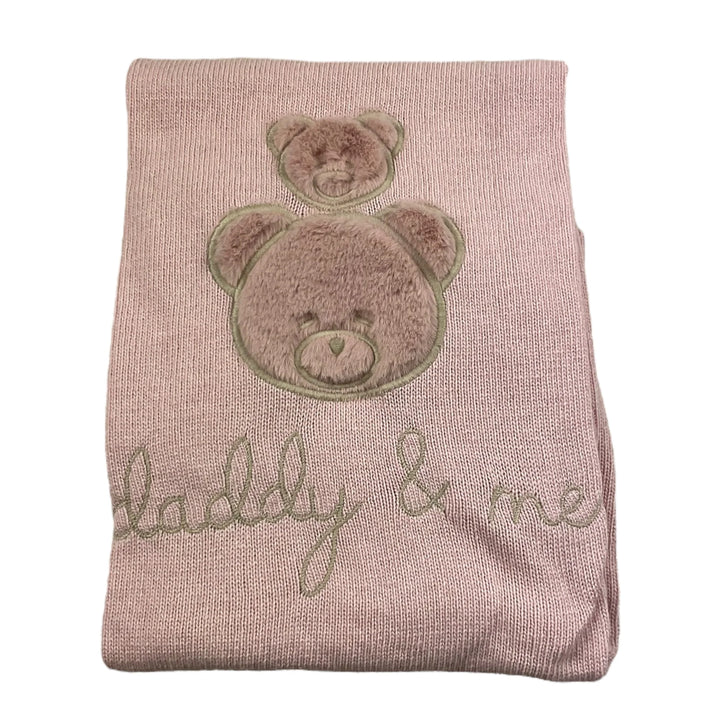 Nanan Blanket Solid Tint With Bear Embroidery - Rose Pink