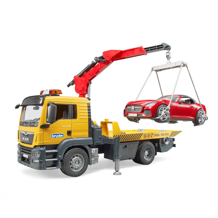 Bruder 3750 MAN TGS Tow Truck w BRUDER roadster L&S module