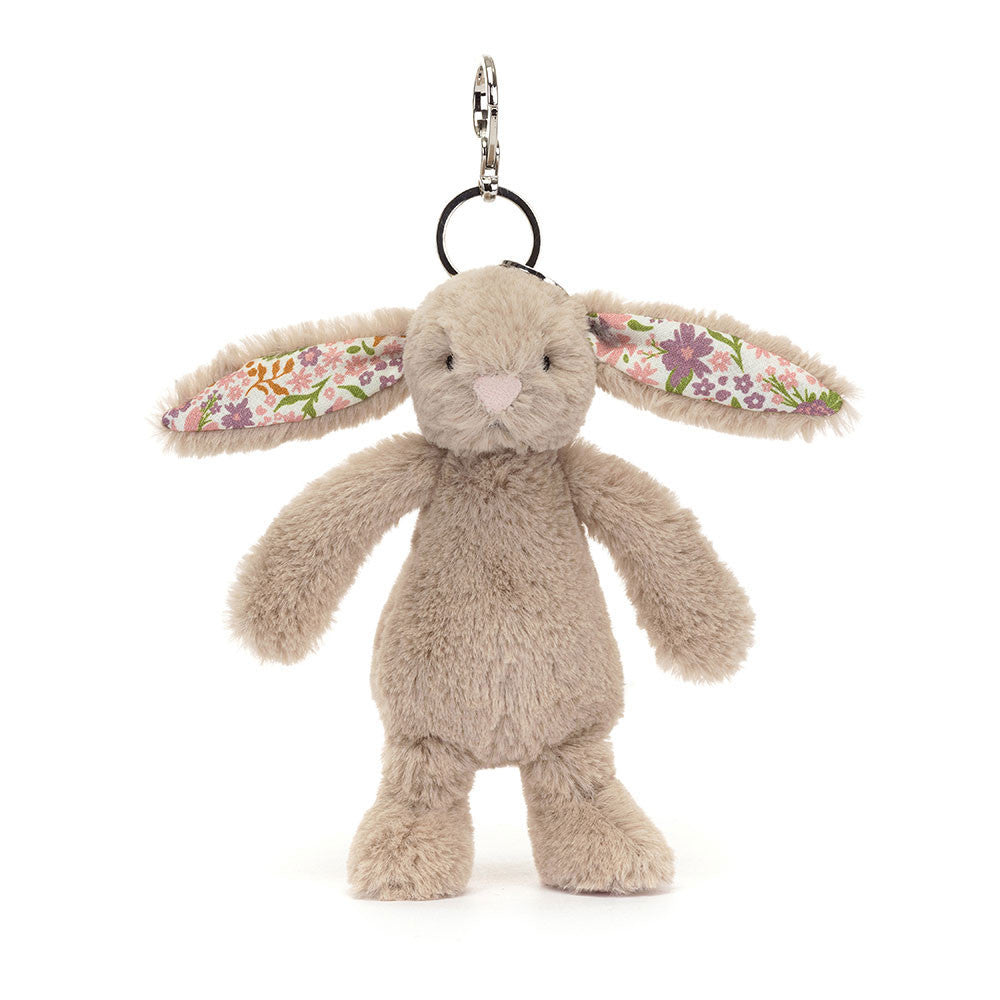 Jellycat Blossom Beige Bunny 'Petal' Bag Charm 7.1in x 2in x 1.6in