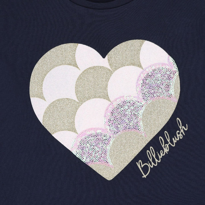 Billieblush Girls Navy Blue Logo Heart T-Shirt