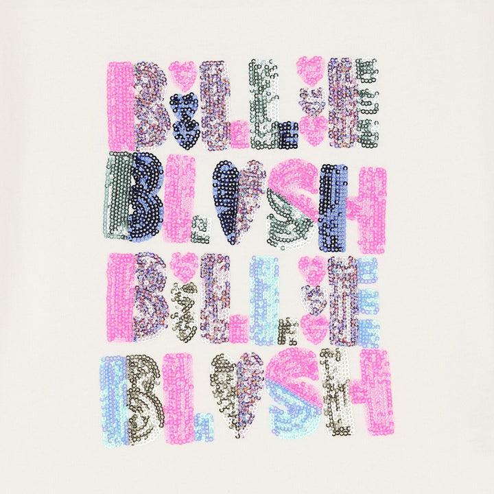 Billieblush Girls Ivory Sequin Logo T-Shirt - 10Y