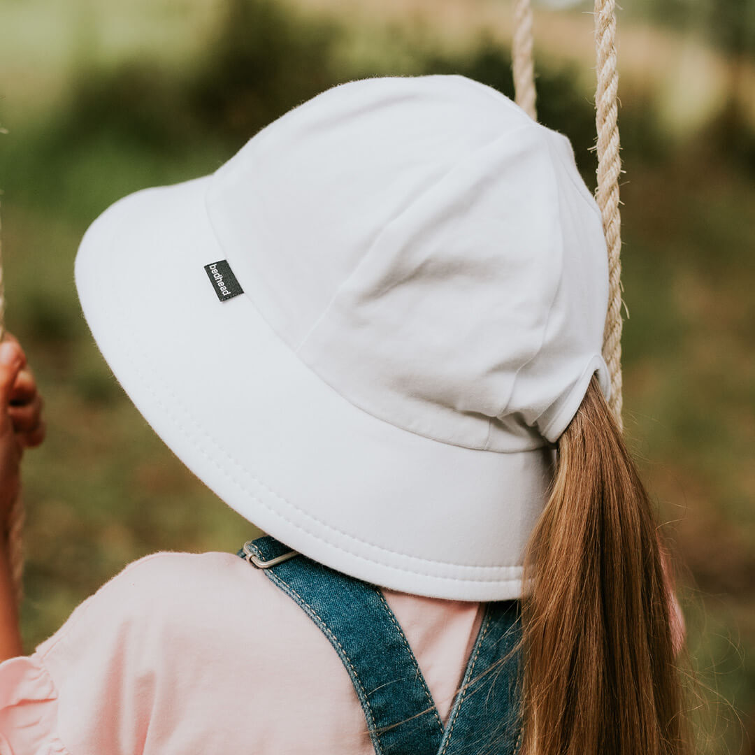 Bedhead Hats Classic Bucket Sun Hat - White Ponytail