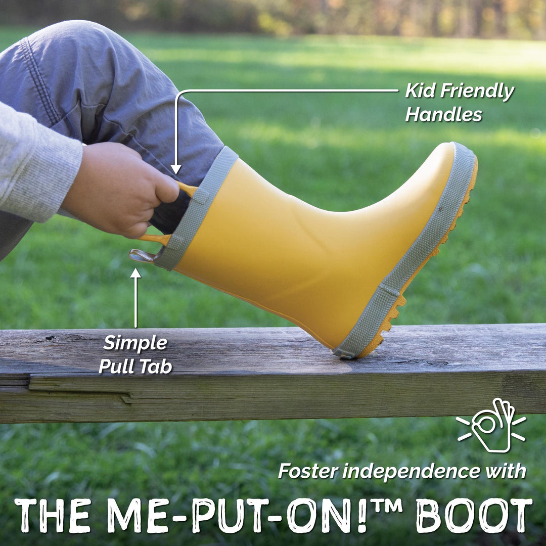 >Jan & Jul Kids Puddle-Dry Rain Boots (Handle) - Big Trucks