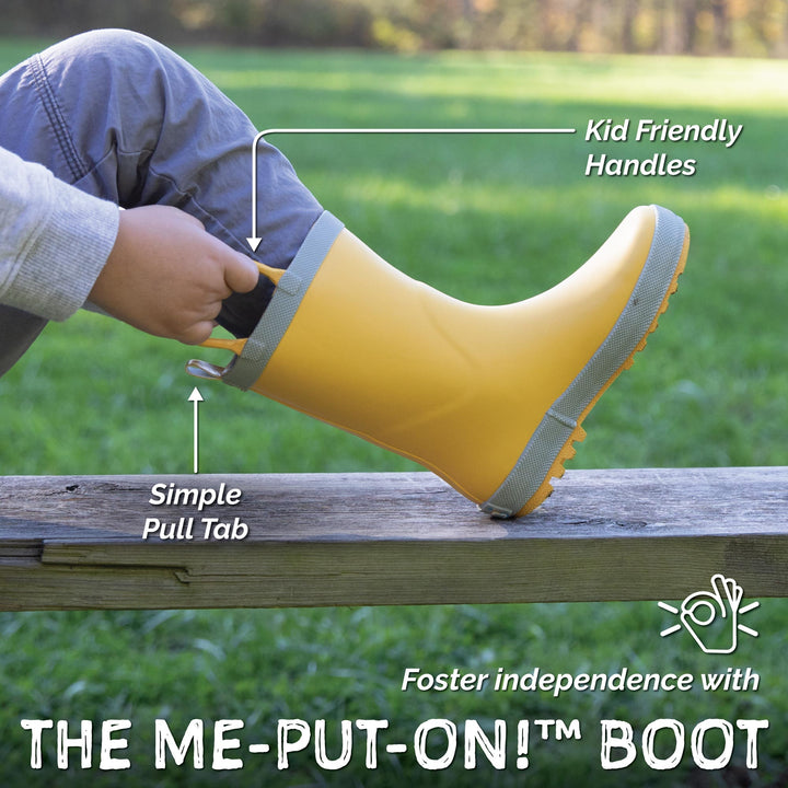 >Jan & Jul Kids Puddle-Dry Rain Boots (Handle) - Big Trucks