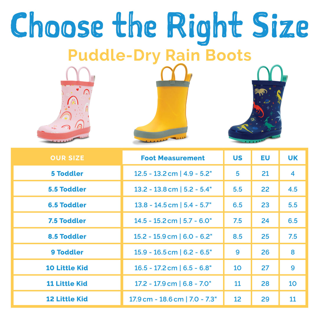 >Jan & Jul Kids Puddle-Dry Rain Boots (Handle) - Big Trucks